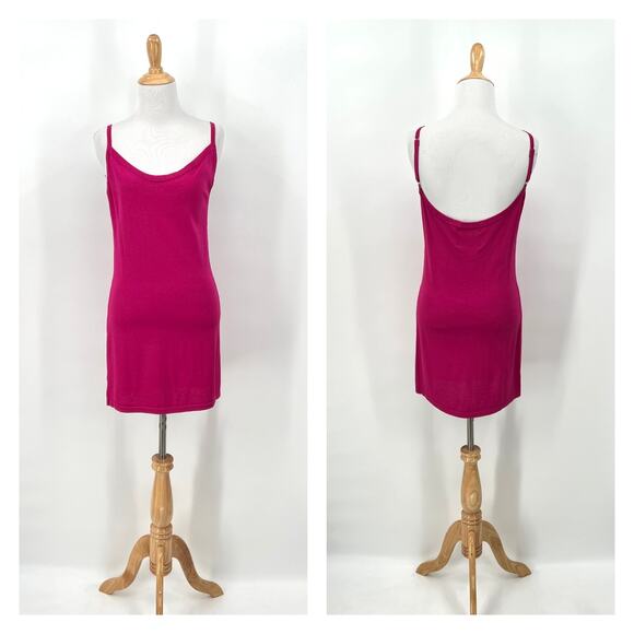 THEO THE LABEL Knit Slip Dress Womens Small Pink Mini Strappy Stretch NEW - Picture 1 of 13
